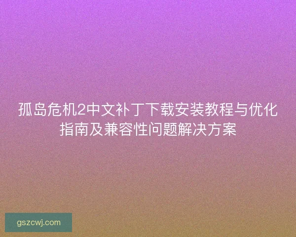 孤岛危机2中文补丁下载安装教程与优化指南及兼容性问题解决方案