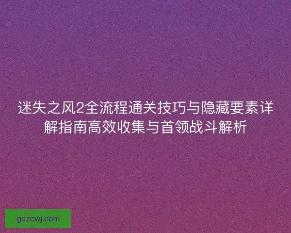 迷失之风2全流程通关技巧与隐藏要素详解指南高效收集与首领战斗解析