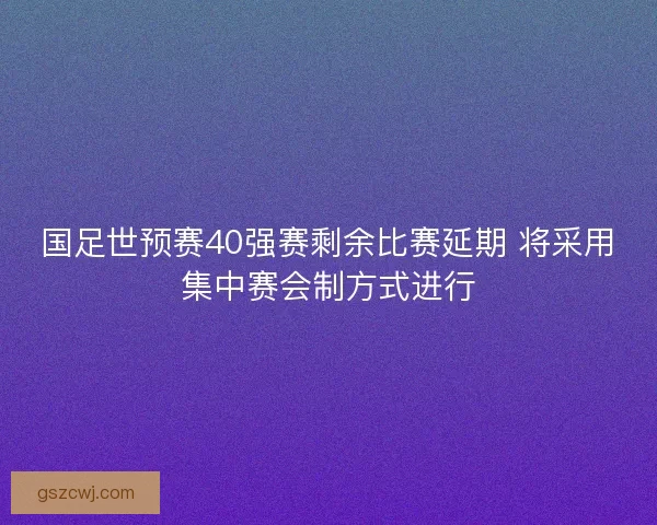 国足世预赛40强赛剩余比赛延期 将采用集中赛会制方式进行